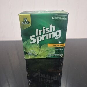 Irish Spring ORIGINAL Soap 3 3.7 Oz Bars No Flaxseed  No Linseed Oil New Sealed